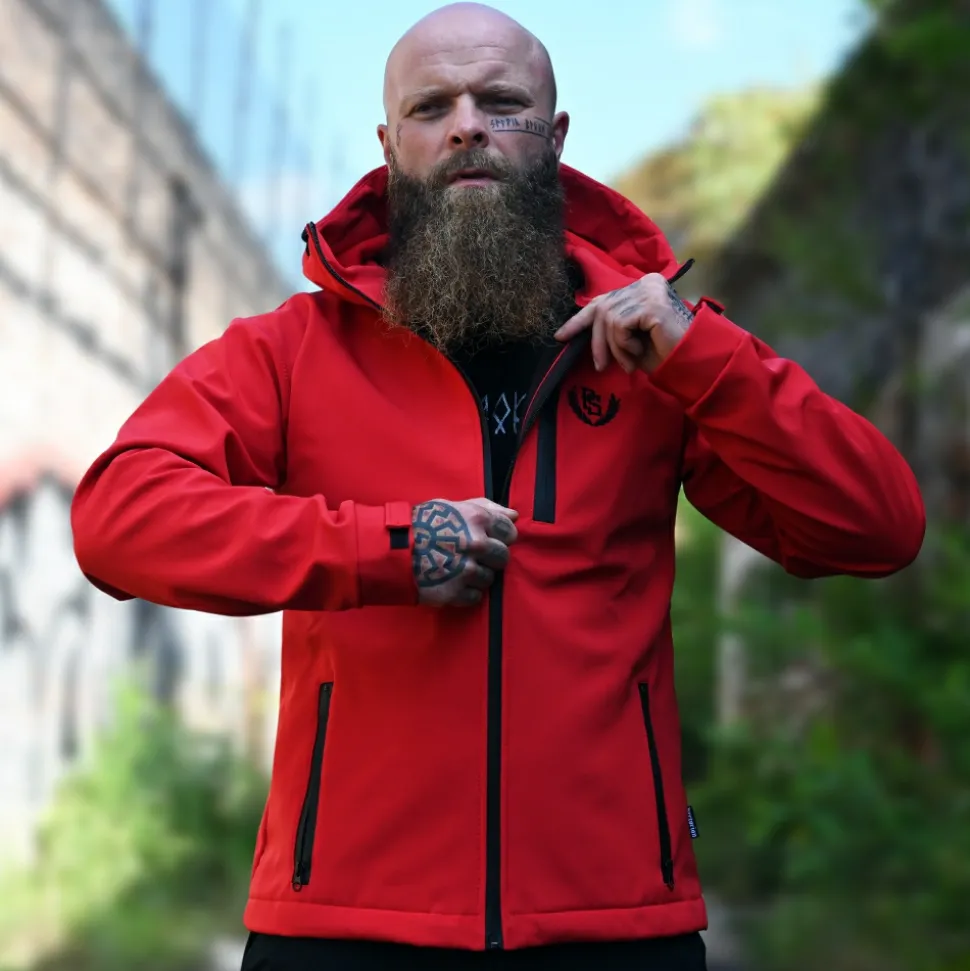 Kurtka softshell Pretorian "Black PS" - czerwona