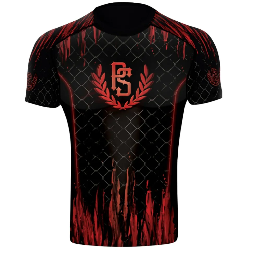 Rashguard short sleeve Pretorian "Red Splash"