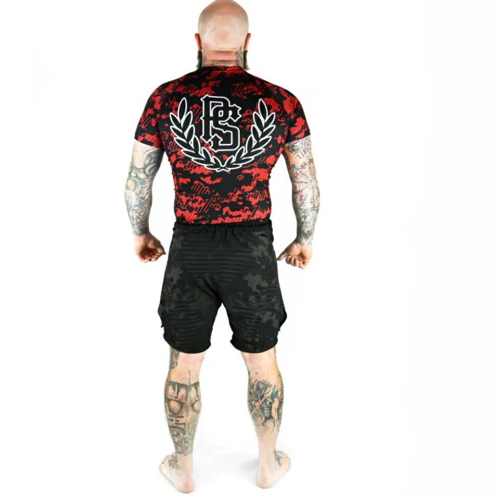 Rashguard short sleeve Pretorian "Red Camo"
